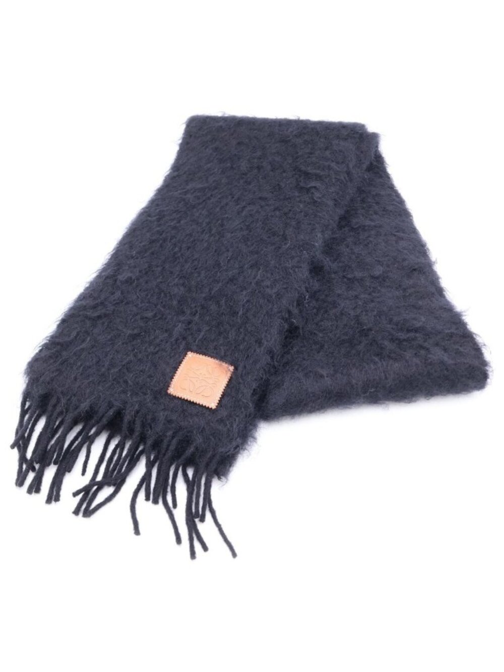 Loewe Anagram Fringe Scarf Wool Mohair Black